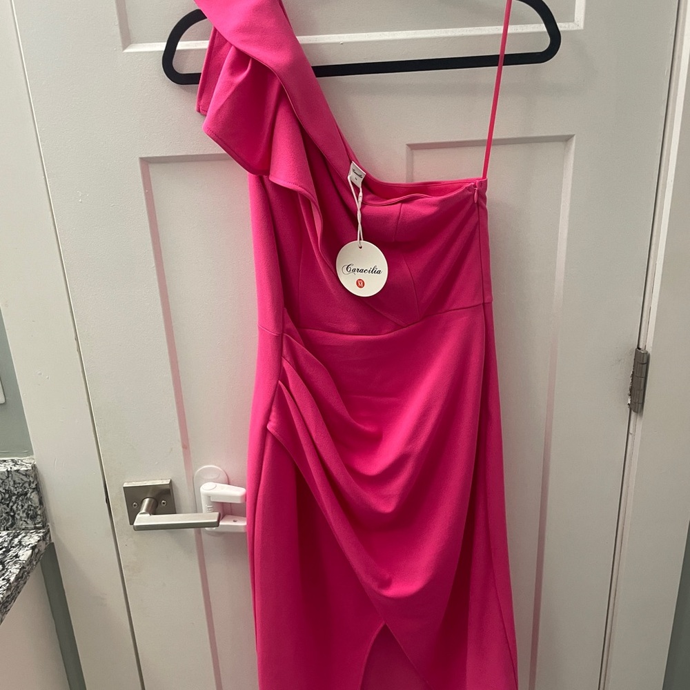 Pink One-Shoulder Dress